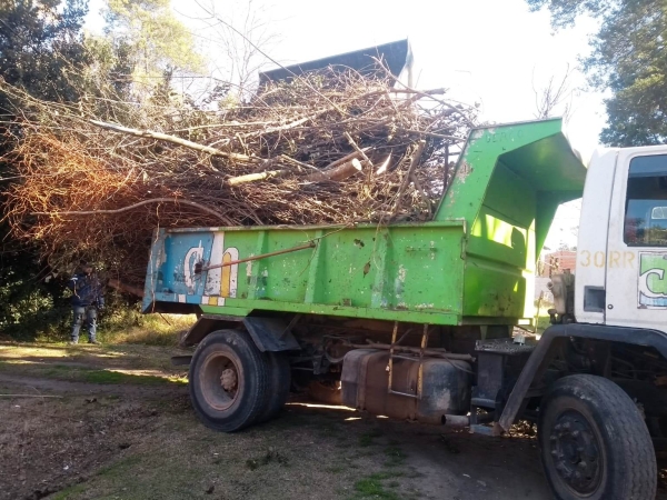 24 camiones de ramas y residuos fueron retirados en operativo de limpieza y saneamiento en el barrio Parque Girado
