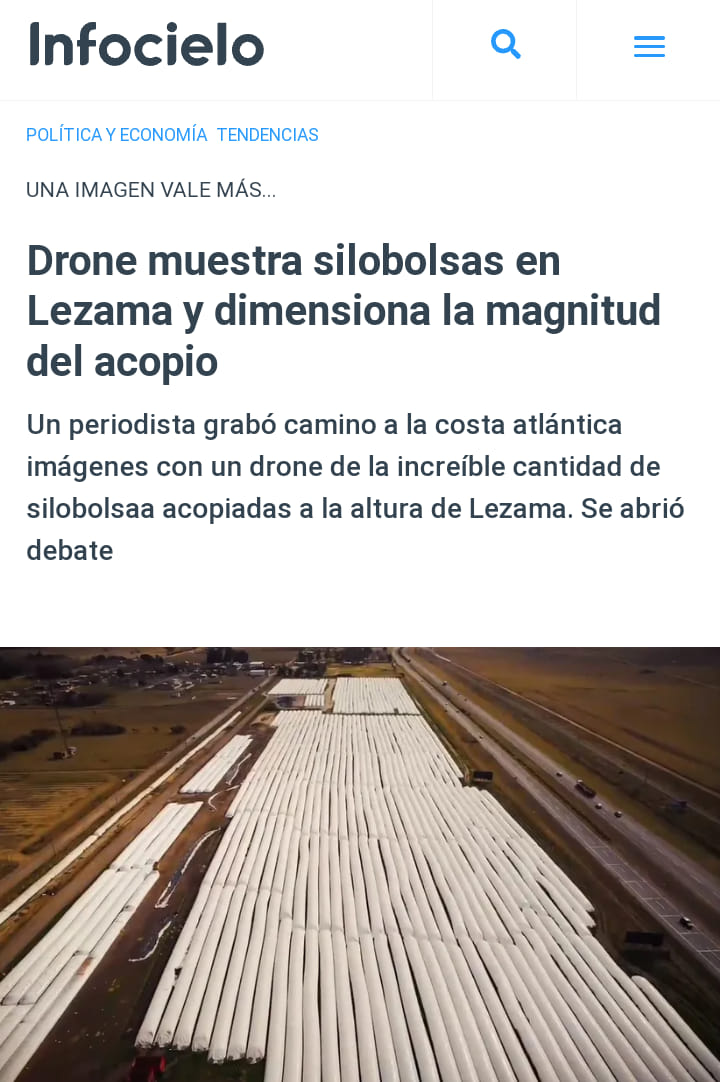 Las silobolsas son de la SEDA que produce aceite y balanceados: desde Lezama salen al cruce de una publicación que los tilda de “retener granos” y “traición a la patria”