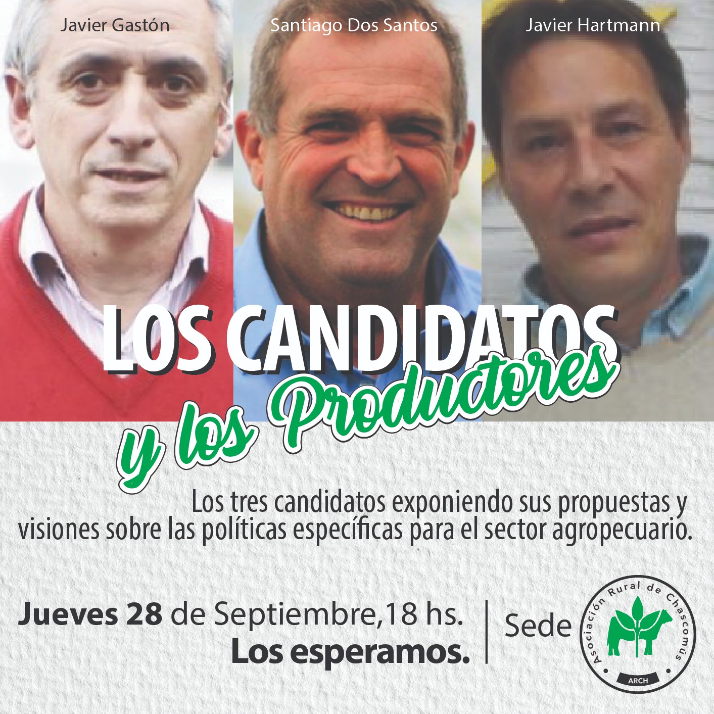 Hoy en la Rural: Javier Gastón, Santiago Dos Santos y Javier Hartmann expondrán sus propuestas para el sector agropecuario