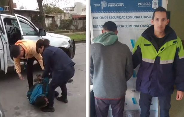 Dos masculinos con antecedentes delictivos treparon el portón del hotel Los Vascos y fueron aprehendidos a los pocos metros