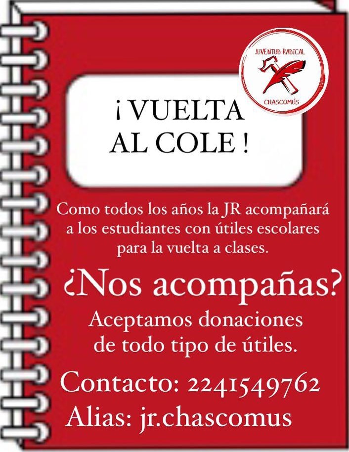 Juventud Radical de Chascomús llevada adelante una campaña de útiles escolares