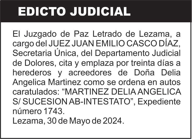 “MARTINEZ DELIA ANGELICA S/ SUCESION AB-INTESTATO”