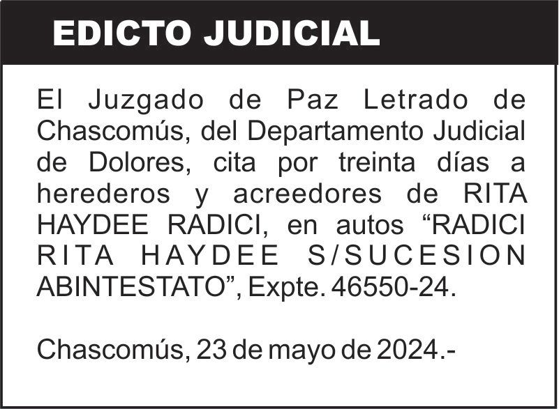 RADICI RITA HAYDEE S/SUCESION ABINTESTATO