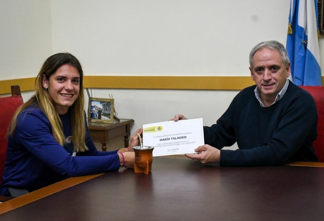 El Intendente Javier Gastón reconoció el desempeño de María Taladrid con Las Yaguareté en el Rugby Internacional
