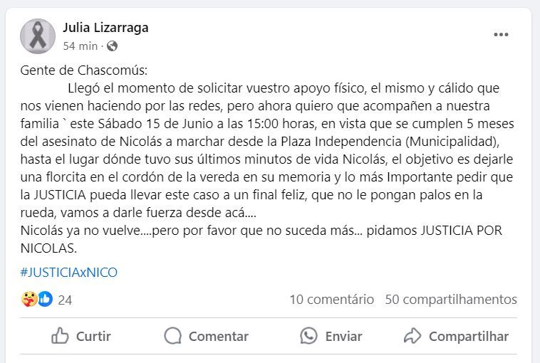 Clamor de Justicia: La comunidad se une en una marcha por Nicolás Riccardi el próximo sábado