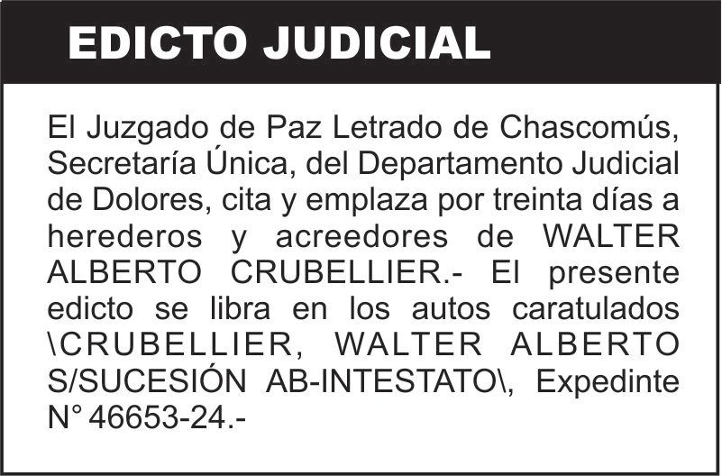 CRUBELLIER, WALTER ALBERTO S/SUCESIÓN AB-INTESTATO