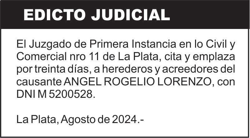 LORENZO ANGEL ROGELIO S/ SUCESION AB-INTESTATO