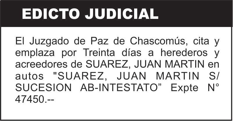 SUAREZ, JUAN MARTIN S/ SUCESION AB-INTESTATO