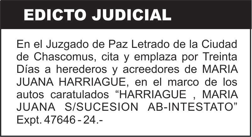 HARRIAGUE , MARIA JUANA S/SUCESION AB-INTESTATO