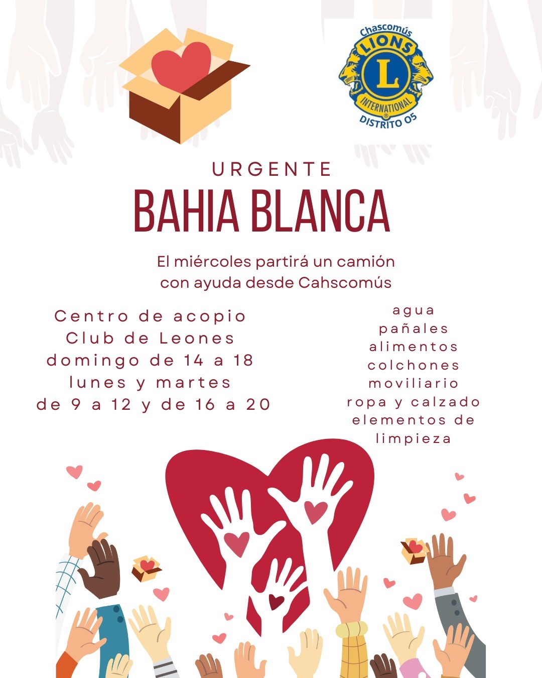 Solidaridad en acción: El Club de Leones Chascomús organiza una campaña de ayuda para Bahía Blanca