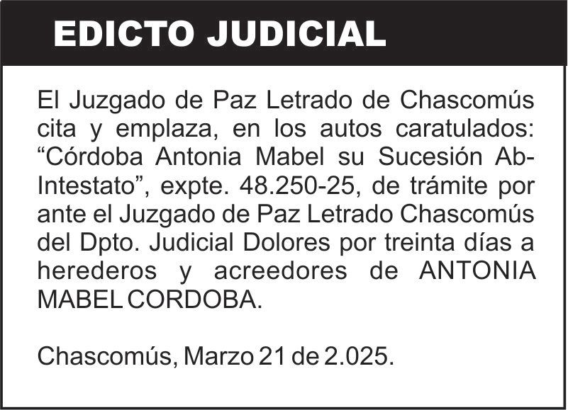 “Córdoba Antonia Mabel su Sucesión Ab-Intestato”