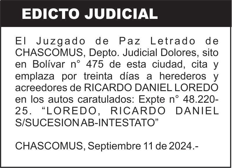 LOREDO, RICARDO DANIEL S/SUCESION AB-INTESTATO