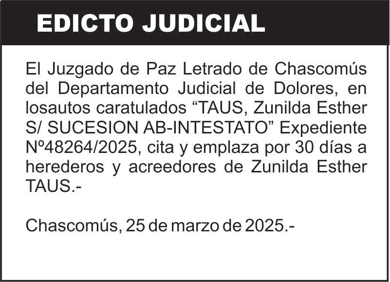 “TAUS, Zunilda Esther S/ SUCESION AB-INTESTATO”