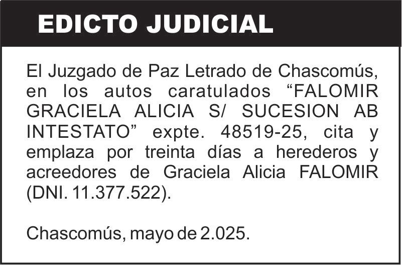 FALOMIR GRACIELA ALICIA S/ SUCESION AB INTESTATO