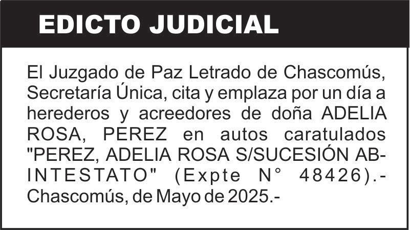 PEREZ, ADELIA ROSAS/SUCESIÓN AB-INTESTATO
