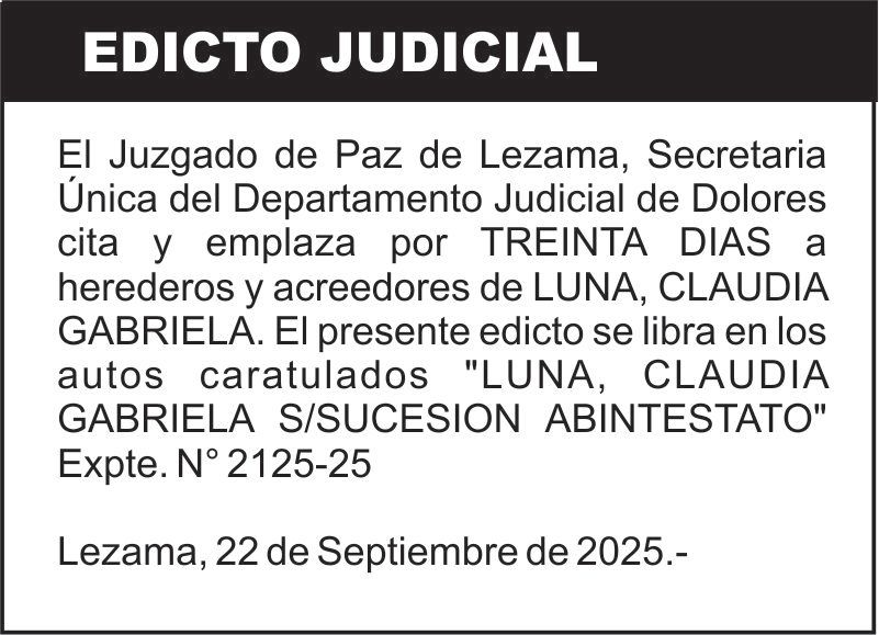 LUNA, CLAUDIA GABRIELA S/SUCESION ABINTESTATO