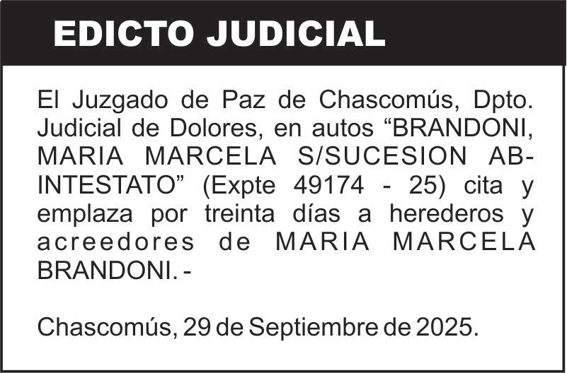 BRANDONI, MARIA MARCELA S/SUCESION AB-INTESTATO