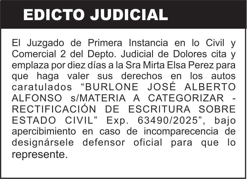 BURLONE JOSÉ ALBERTO ALFONSO S/MATERIA A CATEGORIZAR. COMPLEMENTO DE CARÁTULA: RECTIFICACIÓN DE ESCRITURA SOBRE ESTADO CIVIL
