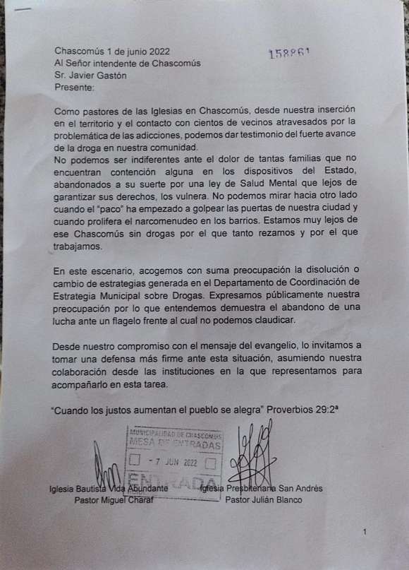 Pastores evangélicos aseguran poder “dar testimonio del fuerte avance de la droga”