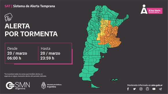 AMBA y otras zonas de la provincia en alerta: miércoles de tormentas, viento y granizo