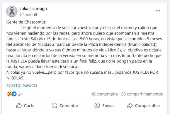 Clamor de Justicia: La comunidad se une en una marcha por Nicolás Riccardi el próximo sábado
