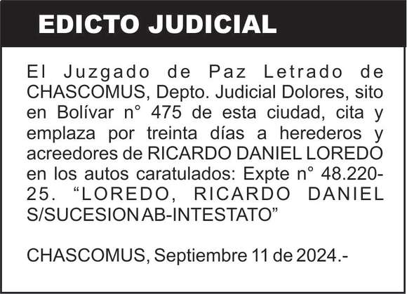 LOREDO, RICARDO DANIEL S/SUCESION AB-INTESTATO