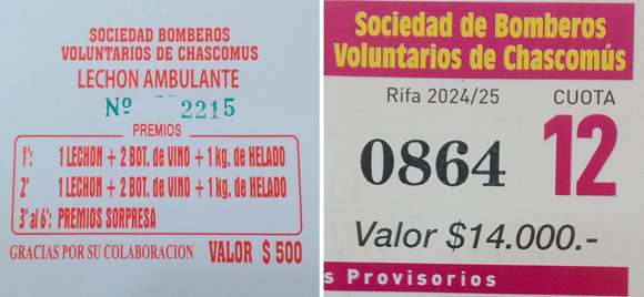 Alerta por estafa: Individuo ajeno a Bomberos de Chascomús vende rifas apócrifas con cupones en australes