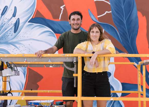 Ciclope deja su huella en Europa: los muralistas Pilar Tolosa y Julián Razquin participaron del Saladina Fest en Mallorca