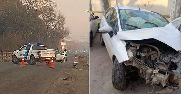 Accidente en Chascomús: un auto chocó contra el puente de Avenida Presidente Alfonsín
