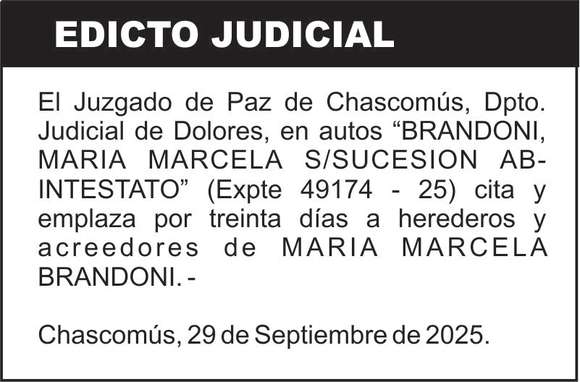 BRANDONI, MARIA MARCELA S/SUCESION AB-INTESTATO