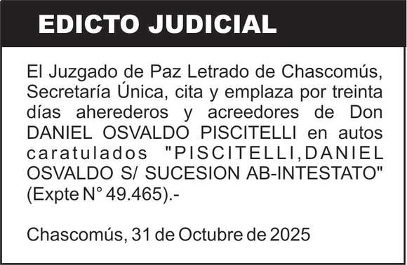 PISCITELLI,DANIEL OSVALDO S/ SUCESION AB-INTESTATO