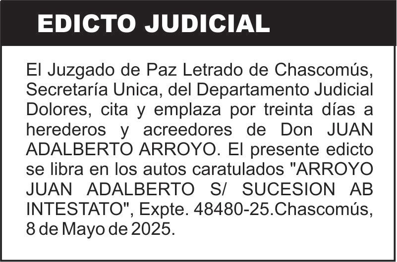 ARROYO JUAN ADALBERTO S/ SUCESION AB INTESTATO