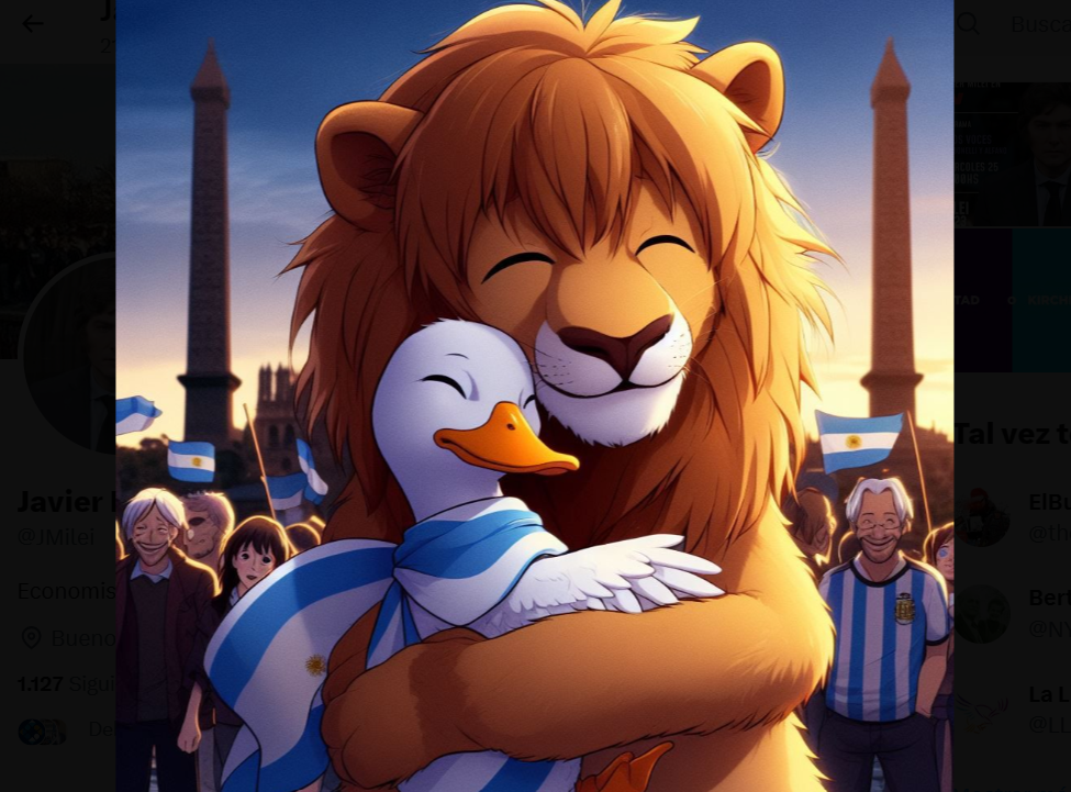 Milei posteó una ilustración para agradecerle a Bullrich su apoyo